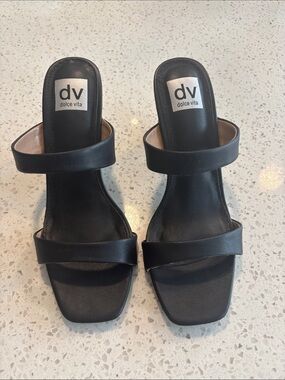 Dolce Vita Black Double-Strap Slide Heels